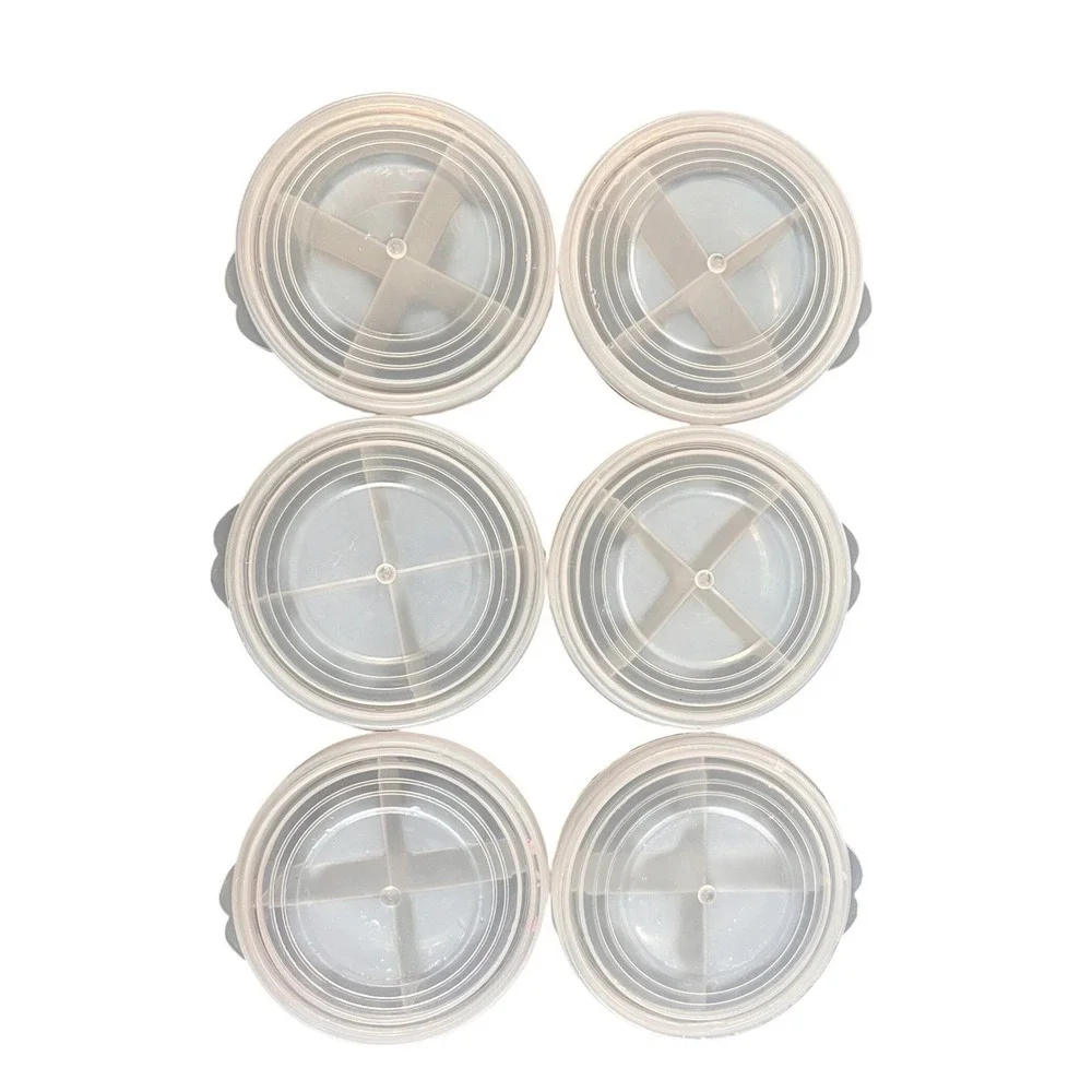 6 Clear‎ Plastic Compartment Organizer Set Round, Crafts, Beads, Buttons, Travel